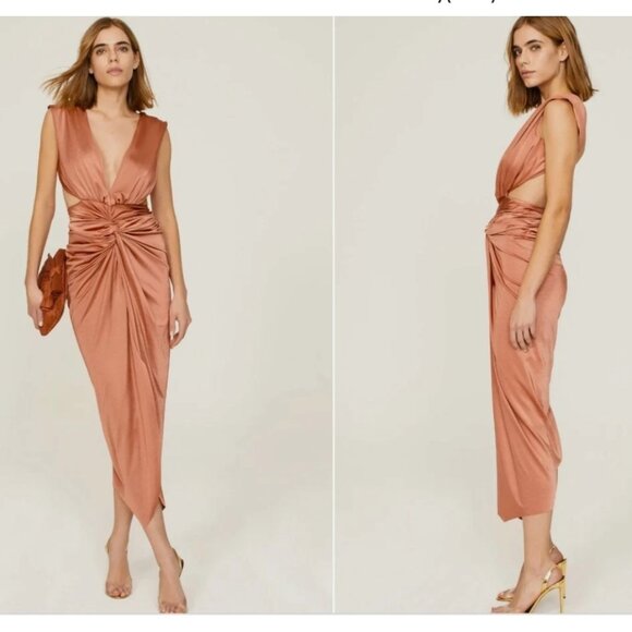 Baobab Mia Dress Maxi Sleeveless Backless Bronze Size Medium *READ FLAW* - Picture 1 of 13